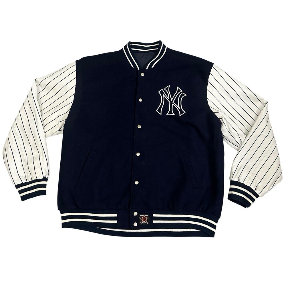 New York YANKEES Wool Blend Reversible Baseball Jacket by JH Design MLB Sz 3XL